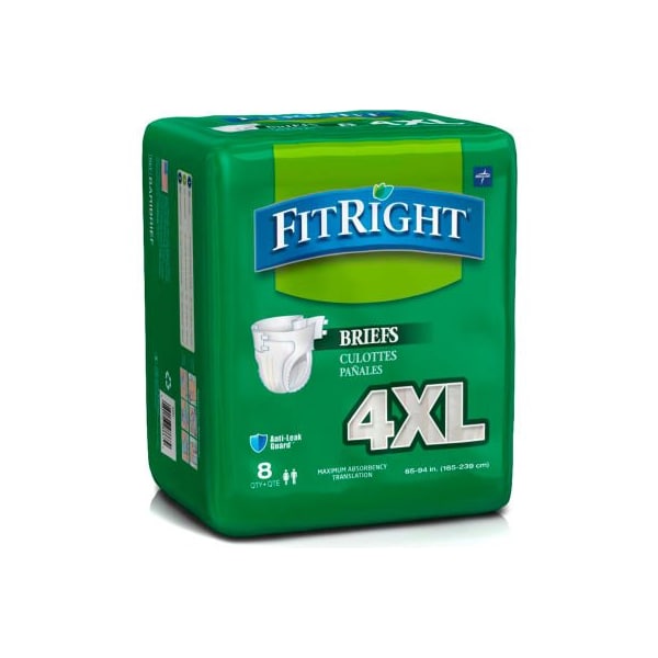 Medline Medline FitRight Cloth-Like Bariatric Briefs for Waist Size 65"-94", Beige, 8/Bag BARIBRIEFH - main